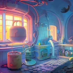 beautiful detailed realistic illustration of a wizards laboratory, cinematic, rob gonsalves, paul lehr, john stephens, archan nair, anton fadeev, josan gonzalez, hi - fructose, artgerm, wlop, 8k