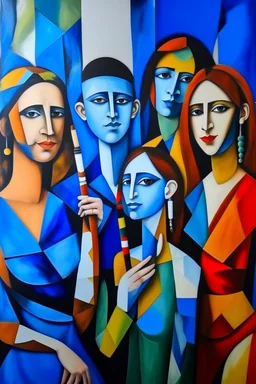 picasso style cubism 5 people