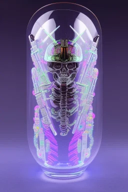 Futuristic Neon crystal skeleton samurai smoke glass fire water