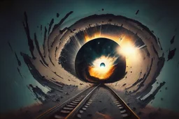 A train going into blackhole.