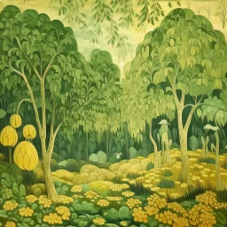 A light yellow forest in a thunderstorm designed in Ica stones painted by Frida Kahlo