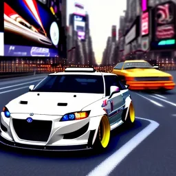 JDM car driving ultra fast speed through new york city