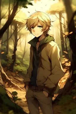 Dirty Blonde Anime Boy in the woods