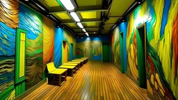 An art museum covered in paint painted by Vincent van Gogh