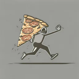 stick man running after a slice of pizza