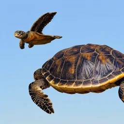 Turtle sitting on a flying broom