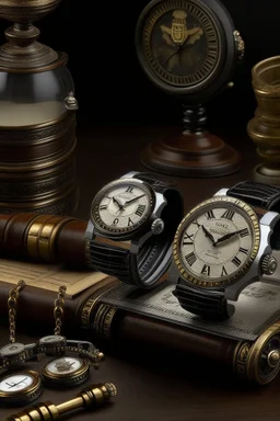 Envision the Monarch watch set against antique heirlooms, perhaps an old leather-bound book or a vintage writing desk, resonating with timeless class and heritage.