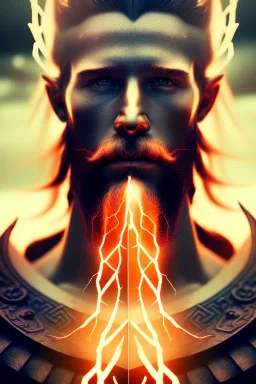 portrait photography of an ethereal beautiful god, Fire theme art, Dark moody lightning night atmosphere, Portrait of a Viking man by Michelangelo, 8K, close-up face, anatomically perfect face, big oak tree roots, ignore NSFW