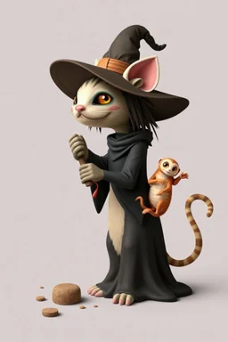 hi poly Mud witch cat shrimp Monkey Opossum T-pose just the character and simple background