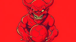 ein roter demon mit einer keule