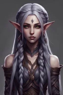 long haired dark elf with braids female cute