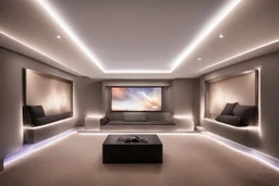 home cinema room with LED lighting in the walls make sure the room is completely symmetrical