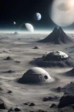 secret alien base on the moon landscape with planet earth in the background