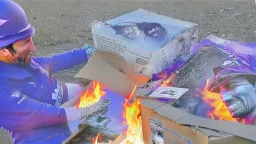 devil fedex driver burns old photos in bonfire