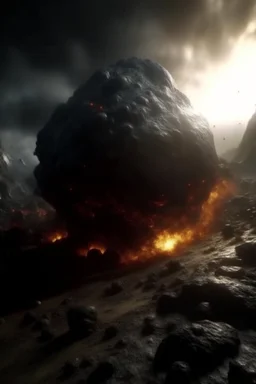 create a wildly imagined otherworldly, chaotic total destruction of the Planet in the midst of a whirlwind firestorm from a collision with a supermassive asteroid, highly detailed, digital composite, 8K,