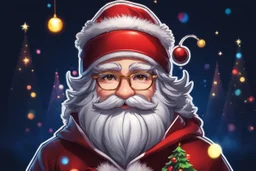 Chibi santa-claus in 8k sticker, style of fairy academia, close picture, neon lights, intricate details, highly detailed, high details, detailed portrait, masterpiece,ultra detailed, ultra quality