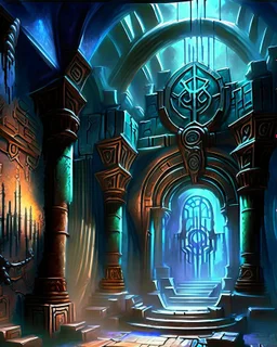 Atlantis palace dungeon room dungeon painterly sci fi fantasy art