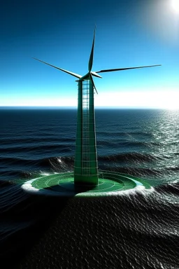 offshore wind turbine in the style of the matrix