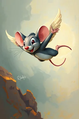 Mighty Mouse flying Bosch painting style