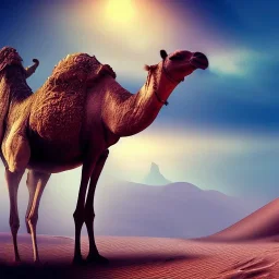 camel in desert, spider legs, dragon wings, fantasy art, phot realistic, 4k,