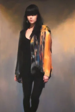 Full body portrait, painting, medium shot lady SecondWaveEmo