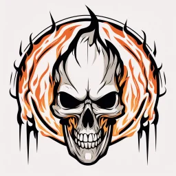 minimalistic burning screaming skull flame cyberpunk logo