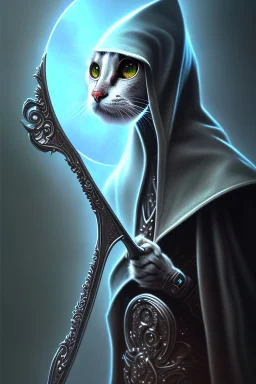 grim reaper elf cat, 4k, trending art, weird perspective, mirrors, reflection, water, smoke, realism, spray paint, chalk, fine pencil