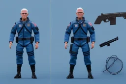 Mike Pence as G.I. Joe Doll toy with a gun blue Uniform space force commander, packaging