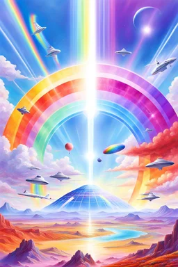 realist, high,rainbow commander, intergalactic beautiful wjthe ufos rainbows,high contact, futuriste