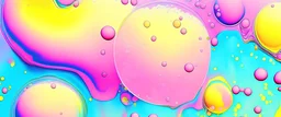 Abstract Watercolor Blob Bubbles Holographic Gradient Background with Noise. Vibrant Yellow Pink Blue Colored Candy Abstract Morphing Digital Art -