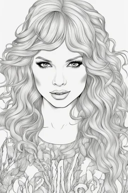 coloring pages of taylor swift for adults, Designs Black and white, No Shading
