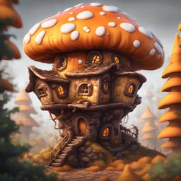 A lumpy mushroom house floating in space. neutral colors, white, orange yellow, Detailed gloss Painting, rich color, fantastical, intricate detail, splash screen, hyperdetailed, insane depth, concept art, 8k resolution, trending on Artstation, Unreal Engine 5, color depth, dynamic lighting, splash art, dramatic, masterpiece, excellent quality beautiful Imaginative, unique,