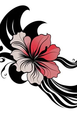 black outline hibiscus and wave with "Charmed by Lexi" as a caption for company logo