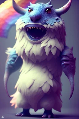 cute monster, fluffy , beautiful, blender 3d, rainbow, soft pastels, by Greg Rutkowski