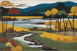 [mexican Art by Mickalene thomas] a field joins the River in autumn