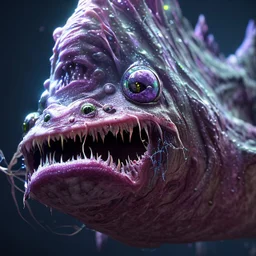 fluid ink angler fish creature, unreal engine 5, 8k resolution, photorealistic, ultra detailed