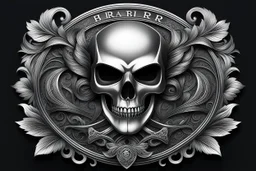 Logo skull barber, scissors, mask, cover face, dynamic pose, oshare kei, hurufiyya, rtx, intricate details, highly detailed, high details, detailed portrait, masterpiece,ultra detailed, ultra quality