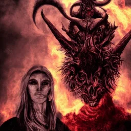 A portrait post-apocalypse of Baphomet ,sin city, transgender ,beauty , paranormal,eatheral,realistic,sharp,deep colours, purple,red,fire,adorable,armaggedon,fire,purple,red,gold,dark,cinamatic,fantasy,demon,hell,sci-fi fantasy style, volumetric lighting, particales,highly detailed,cinamatic,ignore NSFW , masterpiece, best quality, black skinned, sparkling eyes, sun light, 4K, high contrast,