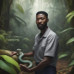 Meyin the snake breeder in tropical forest