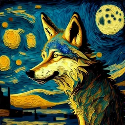 a wolf in van gogh style