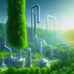 energy, power plant, technology, energy pipes, future, green trees, blue sky, people