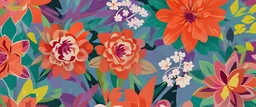 Create a lively mural with large, abstract floral patterns in vibrant colors, conveying energy and growth in an artistic, non-literal way.
