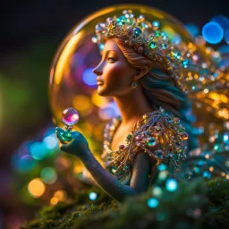 macro photo, sparkling magical fantasy glass fairy , very detailed, amazing quality, intricate, cinematic light, highly detail, beautiful, surreal, dramatic, galaxy fantasy colors, <lora:SDXLFaeTastic2400:0.3>