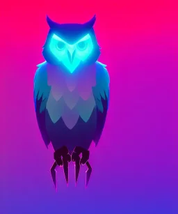 friendly, full body owl, gradient, one color background