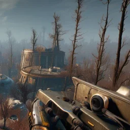 birds eye view of fallout 4 world with big monster roaming