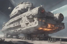 in space a huge intergalactic military cruiser in the style of Star Wars scenery, shaped like an American aircraft carrier фото реалистичность 4к