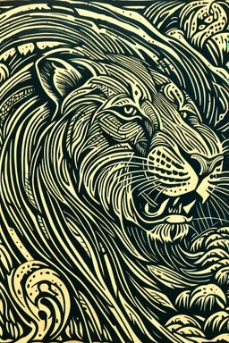 Linocut pride comes before a fall