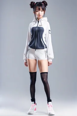 a cute full body shot of anime adult lady wearing sport clothes standing