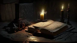 oldest death, on old desk, writing on old book, black tunike, on oldest throne on stone, candles, dirthy atmosphere, background darkness