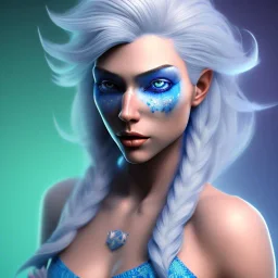 head and shoulders portrait of a blue Cowgirl with blue skin and white hair, 8k resolution concept art portrait